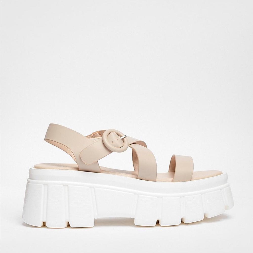 Nasty Gal Faux Leather Crossover Chunky Sandals